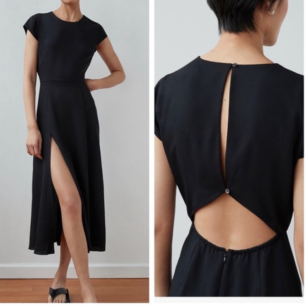 Navy Blue Hamptons Midi Dress - Aritzia Cutout Dress